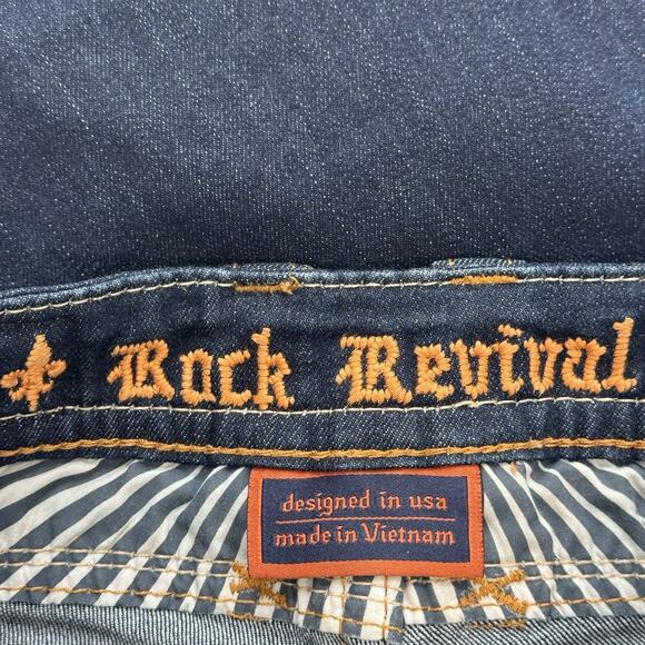 Rock Revival Calli Skinny Jeans Women's Size 30 Blue Embroidered Dark Wash - Picture 11 of 14